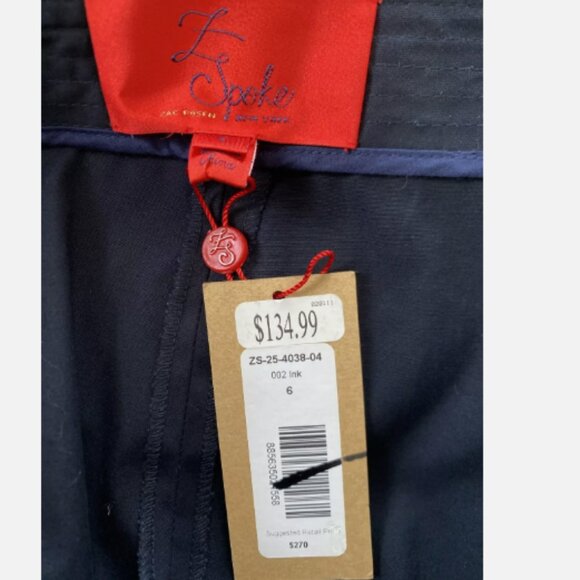 Z SPOKE Zac Posen Navy Blue Wide Leg Chino Pants Designer Size 6 NWT $270 - Picture 5 of 5